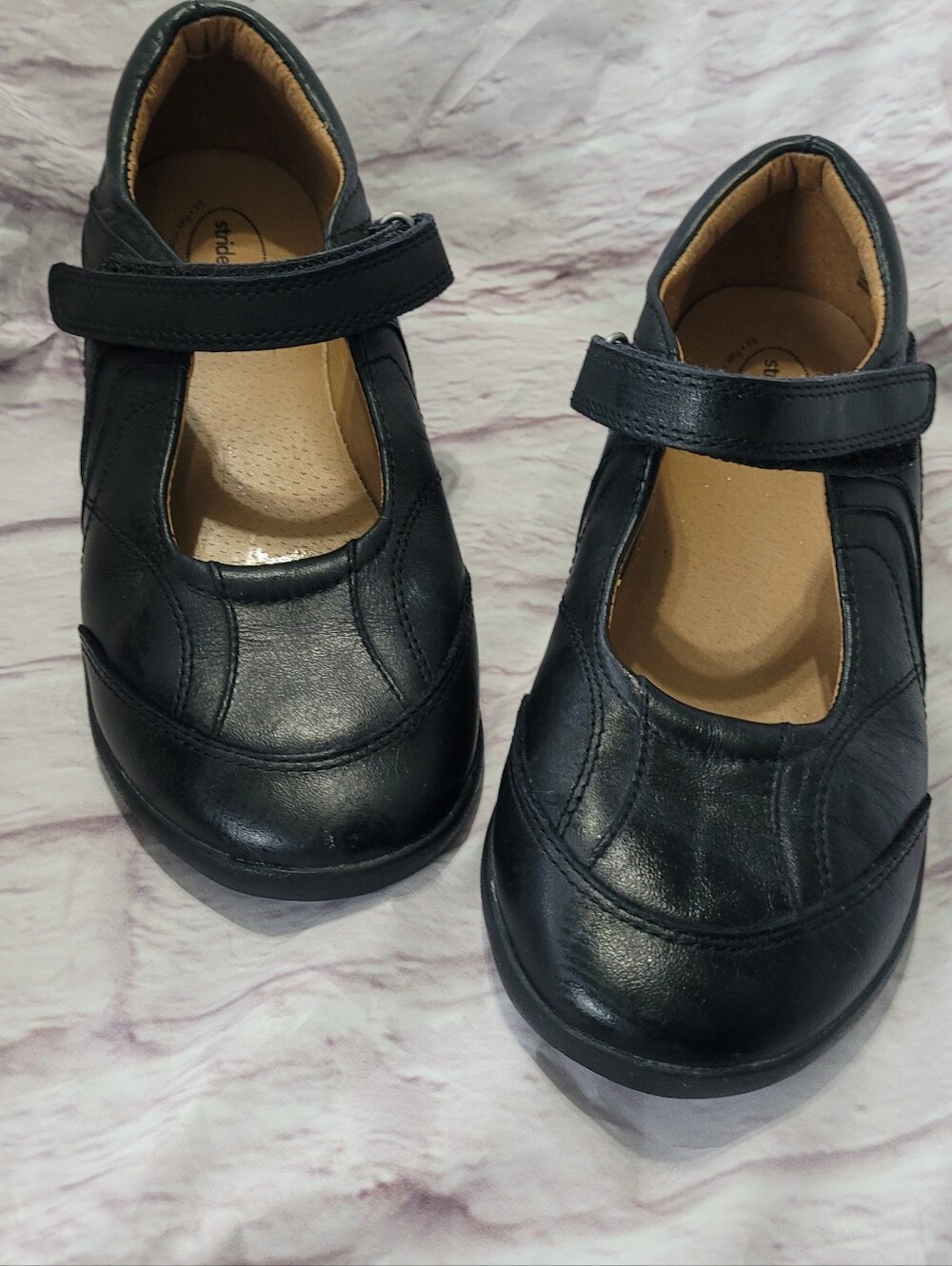 Black Leather Maryjane Shoes Girls 4 Wide Stride Rite